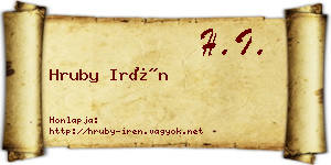 Hruby Irén névjegykártya